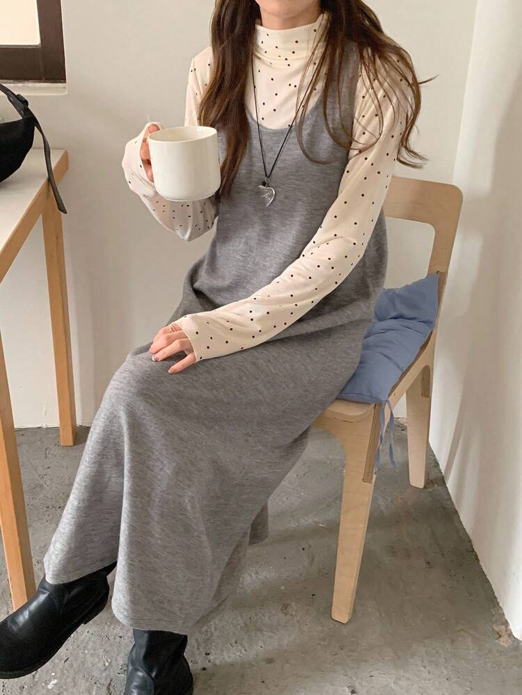 Women's Solid Color Round Neck Sleeveless Casual Loose Knit Dress Sweater Dress Summer Women Dresses Maxi Dress