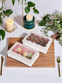 SHEIN 20PCS/10PCS/1PC Window Cake Box Biscuit Box With Window Bread Box Cake Box Pretzel Box Suitable For Wedding Baby Shower Party Christmas - Multicolor - View 5