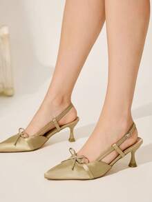 CUCCOO CHICEST Zapatos de tacón alto con punta afilada, tira de tobillo y lazo para mujer, de estilo vintage clásico, cómodos y versátiles, nuevo diseño