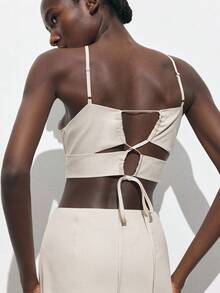 Maija Vacation Casual Hollow Out Embroidery Halter Dress, For St. Patrick's Day, Spring Break, Easter, Music Festivals,Vacation Outfits