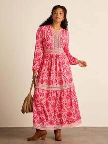 SHEIN VCAY Vestido casual de talla grande con estampado all-over