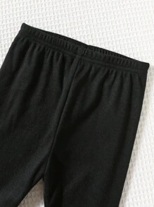 2 件女婴可爱羊毛保暖长袖字母印花连帽衫运动衫和针织打底裤套装，秋冬 - 彩色 - 查看 8