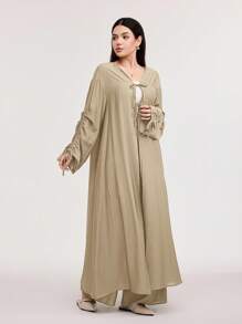 Veilorie Trang phục hai mảnh dành cho phụ nữ mặc hàng ngày - Màu be - Xem 6