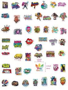 SHEIN 1 bộ/50 miếng dán graffiti đường phố, chống thấm nước, dùng cho laptop, bình nước, xe đạp, ván trượt, hành lý, ô tô. - Nhiều màu - Xem 2