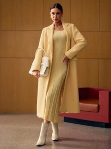 MOTF PREMIUM SCOOP NECK BIAS CUT SWEATER DRESS - Yellow - View 8