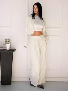 SHEIN Tall 2pcs Women's Regular Minimalist Double-Breasted Blazer And Pants Suit Setm,Fall Women Clothes,Business Casual Woman - Yellow - View 7