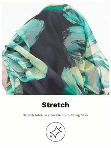 Maija Women Floral Print Ruffle Trim Long Sleeve Mini Dress, Suitable For Vacation - Green - View 3