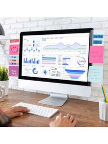 SHEIN 1pc Monitor Memo Board, Acrylic Material Computer Left/Right Side Rectangular Message Board, Transparent Monitor Side Panel Creative Desktop Memo Pad For Home Office Accessories Desktop Message Office Decor - Multicolor - View 3