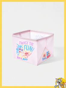 TOM & JERRY X SHEIN Purple Beach Themed Cartoon & Letter Pattern Foldable Storage Basket - Mauve Purple - View 1