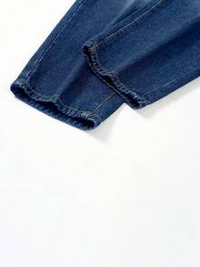 Manfinity Homme Men's Casual Pocketed Tapered Fit Blue Jeans, Streetwear For Going Out - Dark Wash - View 5