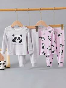 4pcs Baby Girls Pajamas Snug Fit - Pink - View 5