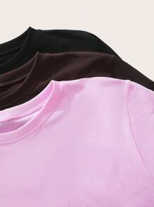 SHEIN Velisys Plus Size Seamless Women's Slim-Fit 3 PiecesSports Short Sleeve Set Gym Shirts - Multicolor - View 13
