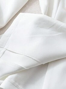 Franclia Elegant White Double-Breasted Cinched Waist Blazer For Commuting Fall Cloth For Women - White - View 3