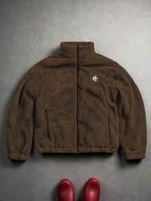 PAVTROS Manfinity Streetrush 男式月亮刺绣拉链羊毛夹克，秋冬