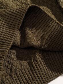 EURMUSE Men Textured Half Zipper Rib Knit Crew Neck High Quality Regular Sweater - Dark Green - View 6