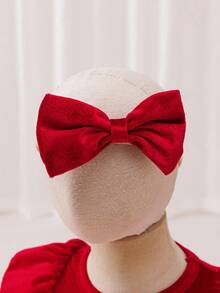 Glamorique Kids Baby Girls' Christmas Party Bow Headband & Velvet Dress, Suitable For Holiday Events,Christmas Dress Fall Winter - Red - View 8