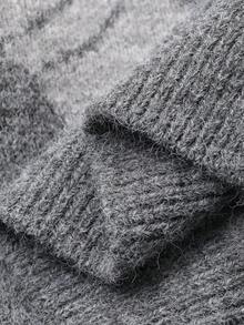 DAZY Herren Pullover mit abstraktem geometrischem Muster, Jacquard-Stickerei und Buchstaben, Streetstyle, Herbst - Verschiedenfarbig - Übersicht 3
