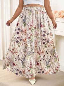 Reflora 大码花卉印花 A 字裙，适合夏季 - 彩色 - 查看 5