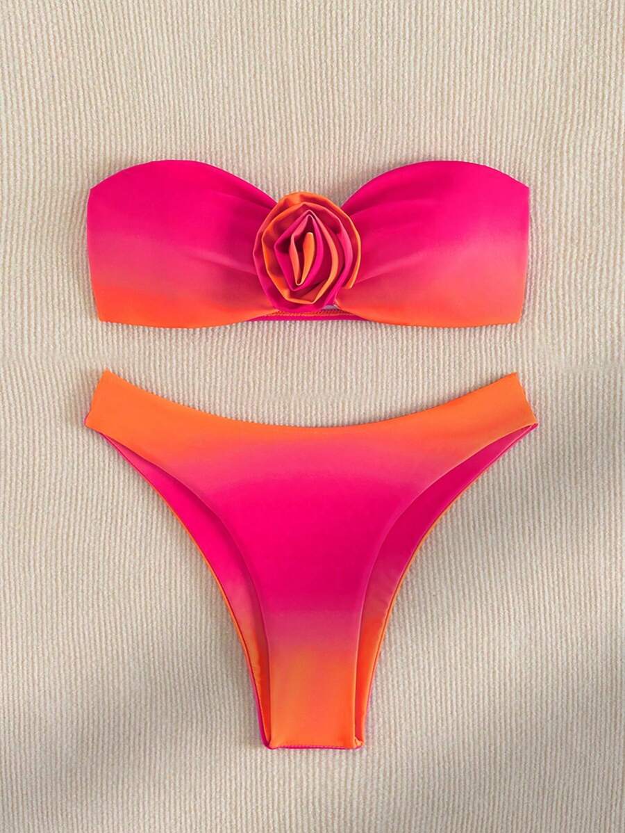 Swim Mod Bộ bikini bandeau ombre đi biển mùa hè, đồ bơi nâng ngực cho nữ, bộ bikini cho nữ - Nhiều màu - Xem 1