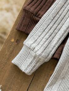 SHEIN 4pcs/Set Kids Casual Crew Neck Ribbed Knit Pajama Set,Autumn,Family Matching Sibling Outfits Snug Fit Girls Sweater Sets Comfortable & Warm Loungewear - Multicolor - View 6