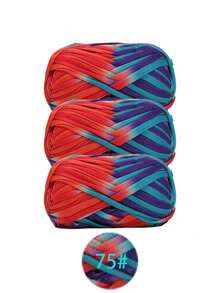 3pcs Polyester Satin Ribbon Yarn Bundle, Approximately 300g, Multi-Color And Mixed Color Self Peeling Gauze, Knitted Yarn, Colored Cloth, T-Shirt Yarn Fabric - Used For DIY Crochet Slippers, Bags, Storage Baskets Production - Multicolor - View 42