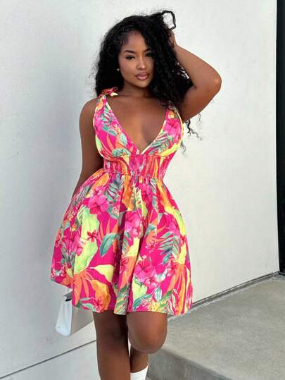 knee length dresses for ladies African Dresses | Indigo African Print Summer Dress main image 1
