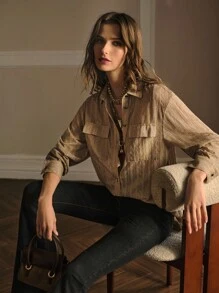 MOTF PREMIUM CAMISA ABOTONADA CON TEXTURA - Albaricoque - Ver 2