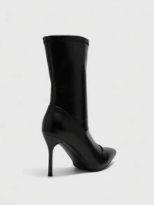 CUCCOO BIZCHIC Sexy Women's Boots, Black Pointed Toe High Heel Boots, Fashion & Warm Fluffy Boots - Black - View 9