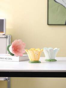 Joivida 手绘陶瓷花杯香薰蜡烛杯花饰北欧简约烛台卧室客厅ins风摆件送女友朋友的礼物办公桌摆件提升家居氛围必备