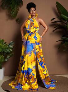 Maweii 大码简约印花无袖开衩连衣裙 - 彩色 - 查看 4