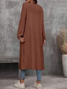 EMERY ROSE Áo khoác nữ tay dài màu trơn, dáng rộng, hở trước, dáng thường ngày - màu nâu - Xem 2