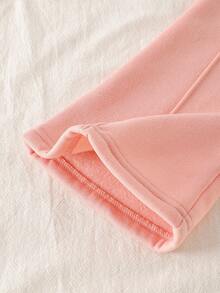SHEIN Explorewe 3pcs Young Girls Casual Solid Color Flared Sweatpants, Autumn/Winter Fall - Dusty Pink - View 4