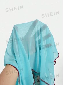 SHEIN x PRISCILA & JIMENA MOTF PREMIUM PANTALONES DE TRAJE DE PIERNA RECTA DE METAL - Neblina azul - Ver 6