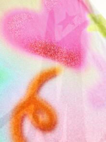 Y2Kool Disco Dime 多色、千禧、像素、花卉、心形、星星、少女、Y2K、休闲、女式低腰迷你裙、适合夏季、度假、聚会、派对、日常穿着图案裙 - 彩色 - 查看 4