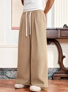 Manfinity VCAY Men's Casual Loose Long Corduroy Pants - Khaki - View 1