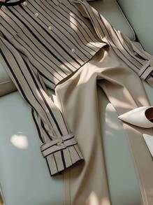 GlowEve 女士休闲通勤条纹长袖衬衫 - 彩色 - 查看 5