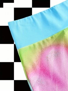 Y2Kool Disco Dime 多色、千禧、像素、花卉、心形、星星、少女、Y2K、休闲、女式低腰迷你裙、适合夏季、度假、聚会、派对、日常穿着图案裙 - 彩色 - 查看 3