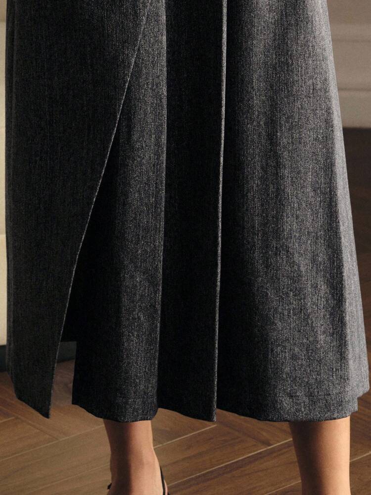 FOLD PLEATED WAIST MID-LENGTH DRESS, AUTUMN/WINTER