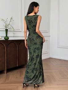 EastFlair Váy không tay họa tiết hoa dành cho nữ - màu xanh lá - Xem 6