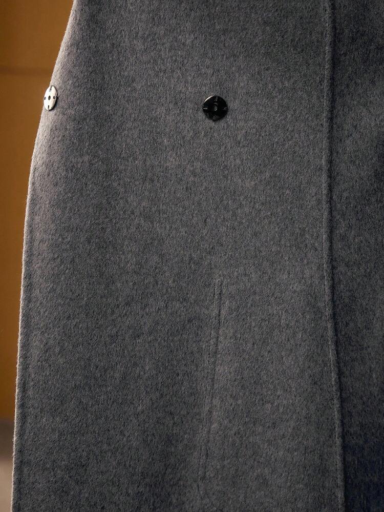 WOOL BELTED CONTRAST FAUX FUR OVERCOAT