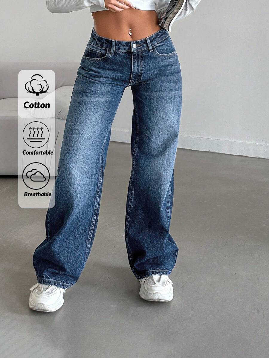 EURMUSE LOW RISE STRAIGHT CYT WOMEN BLUE JEAN - Dark Wash - View 1