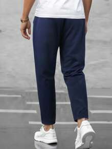 Manfinity Homme 男士秋季直筒裤，带口袋 - 藏蓝色 - 查看 2