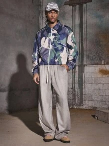 PAVTROS 休闲时尚百搭拉链长袖印花夹克男士迷彩夹克男士迷彩印花夹克街头风格夹克抽象印花夹克男士拉链夹克 - 彩色 - 查看 3