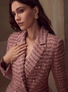 MOTF PREMIUM 粗花呢双排扣西装外套