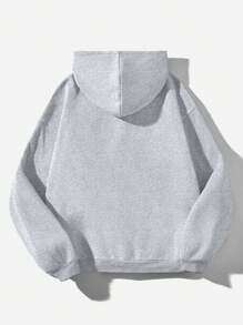 Attitoon بلوزة هودي رمادية مزخرفة بالزهور بتصميم مريح وفضفاض وسميك، مناسبة للخريف والشتاء للنساء