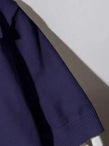 Franclia Áo len cổ polo mềm mại phong cách Hàn Quốc mới, thoải mái và đa năng cho nữ - Màu xanh hải quân - Xem 4