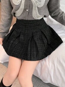 DAZY Women's Shiny Pleated Mini Skirt, Elegant Fall,Winter - Black - View 4