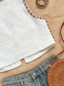 Soleia Women's Spring/Summer Open Front Embroidered Casual Top Jacket Women Top Embroidered Top Boho Top, Party - Multicolor - View 8