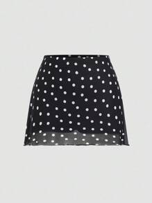 Chiquease Minimalist Commuter Women's Polka Dot Print Short Skirt