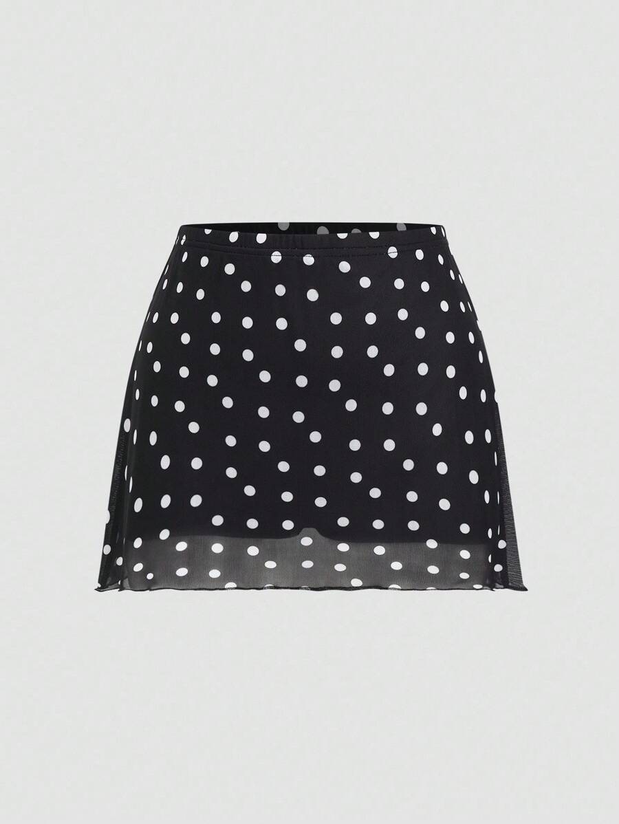 Chiquease Minimalist Commuter Women's Polka Dot Print Short Skirt